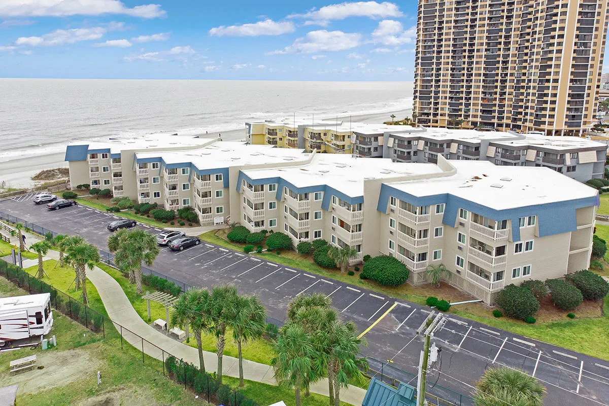 A Place at the Beach condominiums from the air on Shore Drive