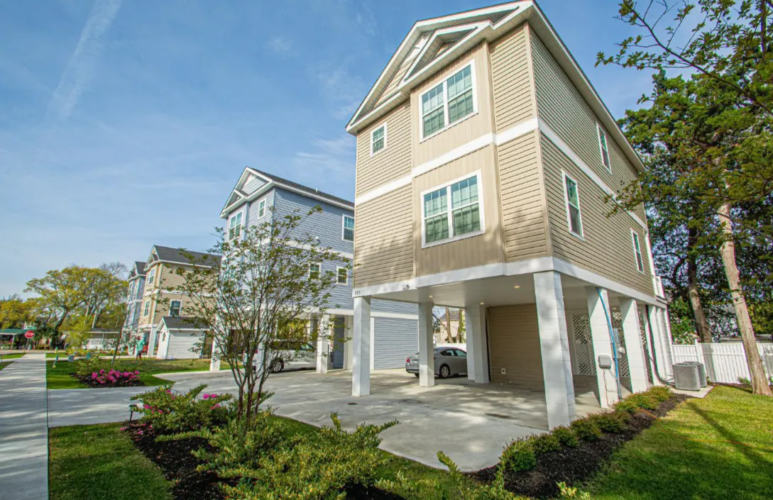 Chester House, a raised four bedroom home with parking beneath