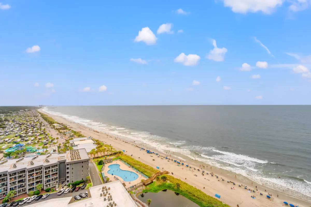 Renaissance Tower rising above the beach at Myrtle Beach Resort